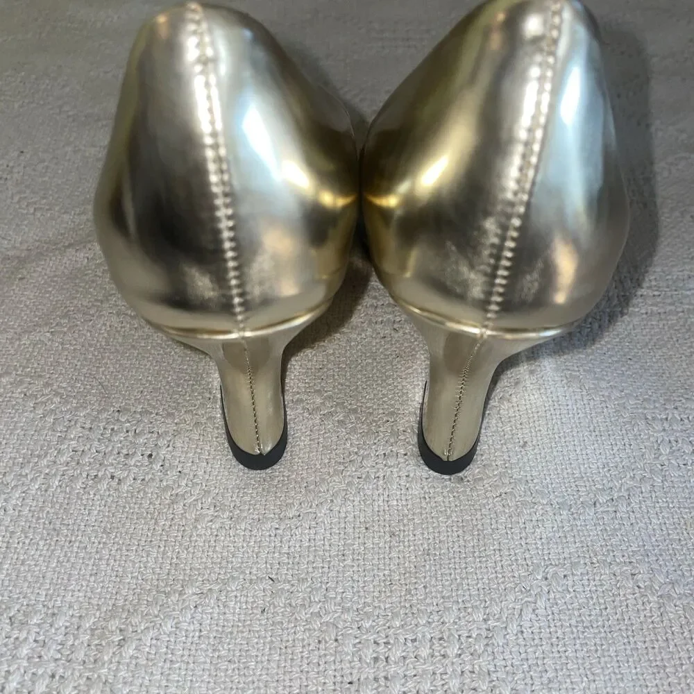 J. Crew Italy Women’s Wedge Heels Size 6 M Gold Metallic Going Out Party Fun